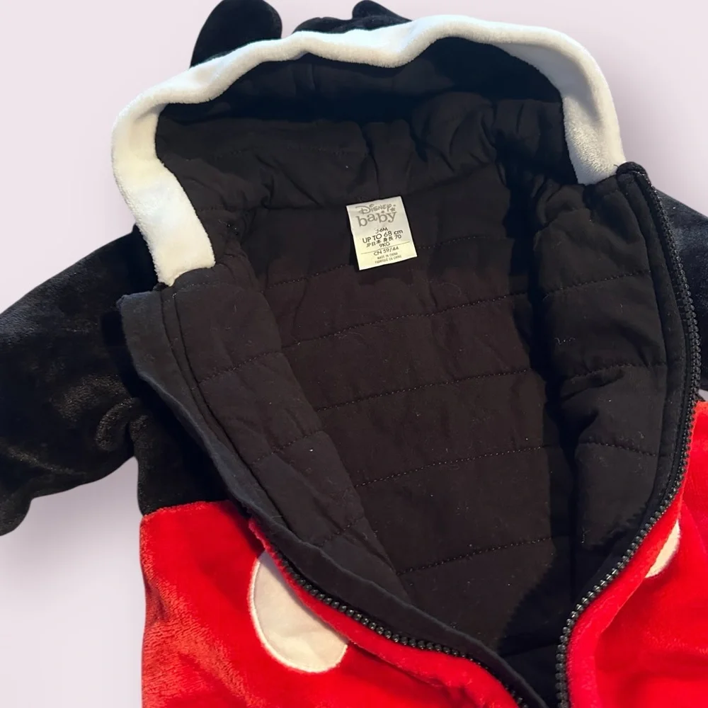 Disney Baby Mickey Mouse Snuggle Suit Heavy Weight Fleece Footies With Gloves